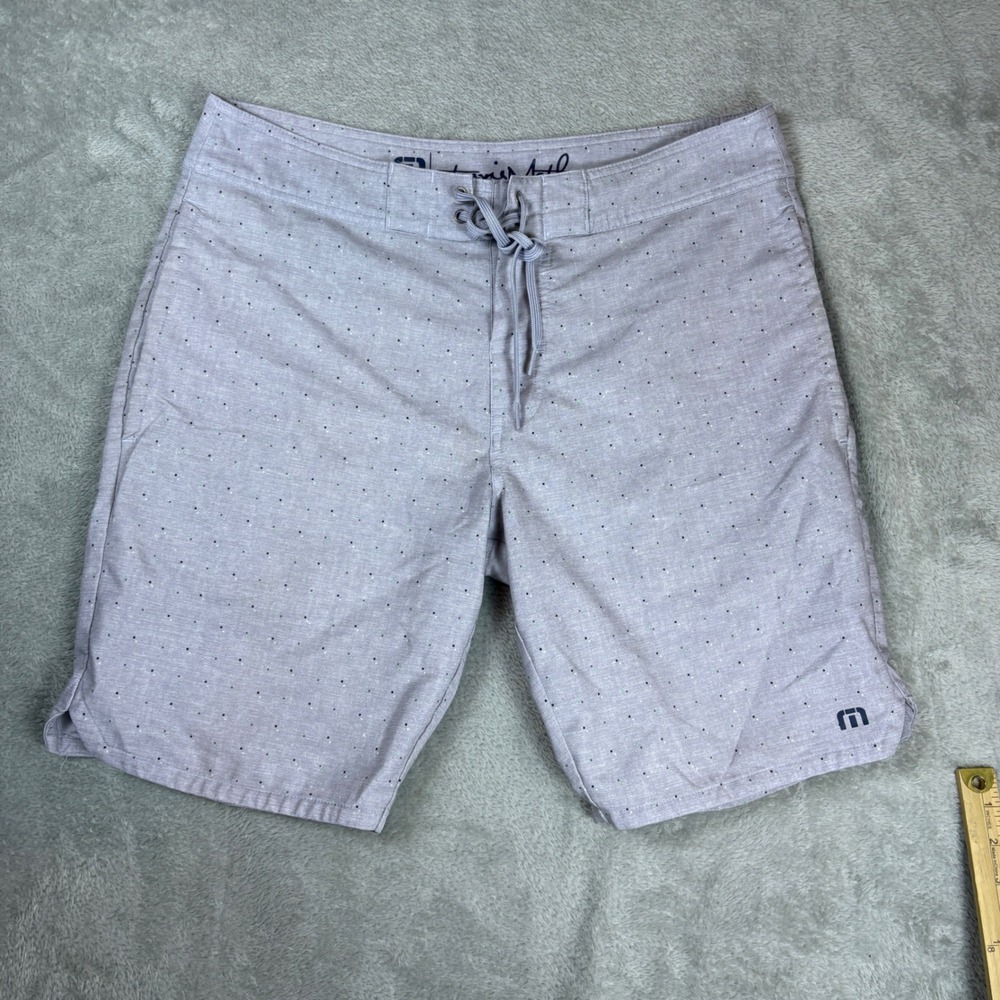 TravisMathew Shorts Mens 34 Board Shorts Heathered Micro-Dot Grey Stretch‎